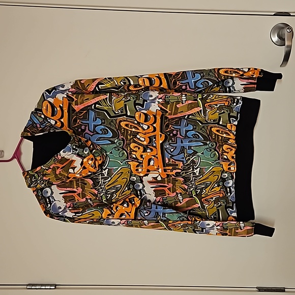 MASSIVE Y2K Abstract graffiti print hoodie kangaroo pocket NWT UNISEX vibrant - Picture 3 of 8